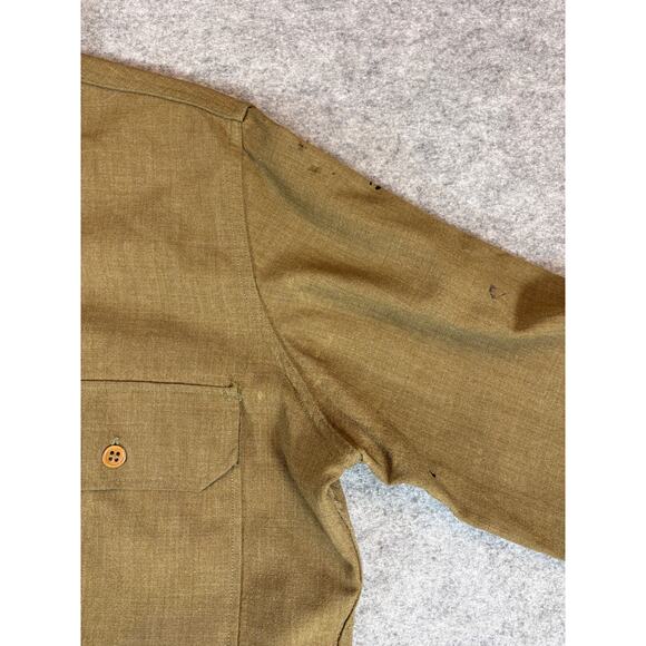 Vintage Military Work Button Up Shirt Mens Large Olive Long Sleeve Field Utility - Picture 10 of 15